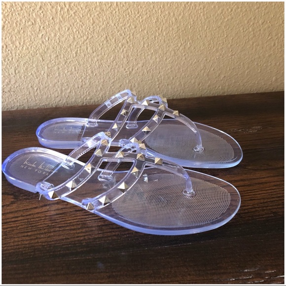 NICOLE MILLER CLEAR PYRAMID STUD SANDALS - Picture 5 of 7